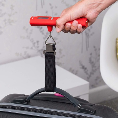 INTEMPO 3-in-1 Gepäckwaage tragbares Handy-Ladegerät & LED-Taschenlampe 25 cm rot/schwarz - Bild 11 von 14