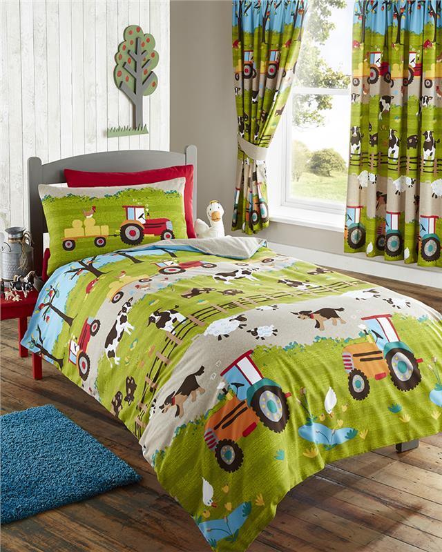 Childrens quilt cover sets farm animals red tractor bed sets old  macdonald bed