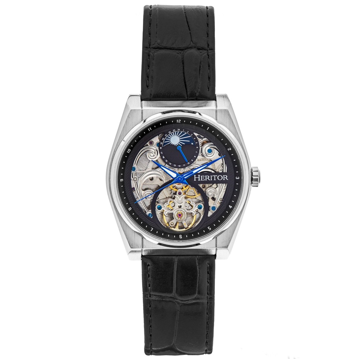 Heritor Automatic Daxton Skeleton Watch Black