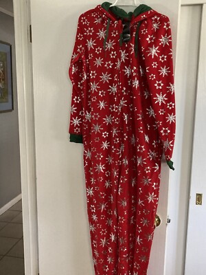 Esmara Ladies 1 Pc Holiday Fleece Cozy Pajamas Size M 8/10 With Hood Jumpsuit