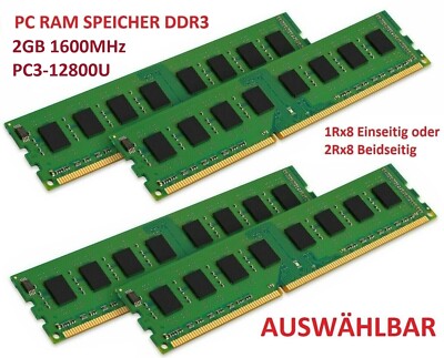 2GB DDR3 PC RAM PC3-12800U DIMM 240-pol. 1,5V Speicher 1Rx8 2Rx8 INTEL AMD TOP
