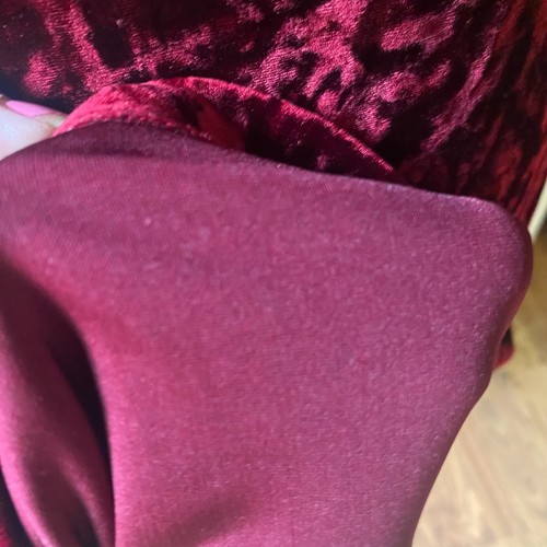 VTG Natori Burgundy Red Crushed Velvet gothic mini bodycon slip dress L art deco - Picture 9 of 9