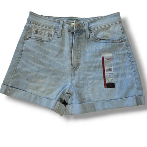 No Boundaries Juniors blue light wash super rise rolled Cuffs denim shorts sz 7