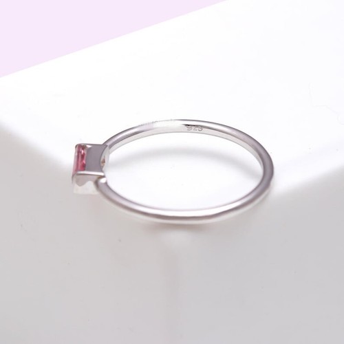Pink Tourmaline Gemstone 925 Sterling Silver Wedding Gift Ring, Tiny Gift Ring - Picture 2 of 4