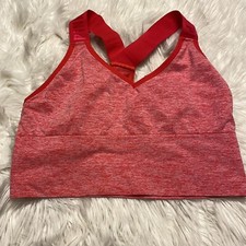 Victorias Secret PINK Sports Bra Large Red Seamless Lightly Lined Pullover
