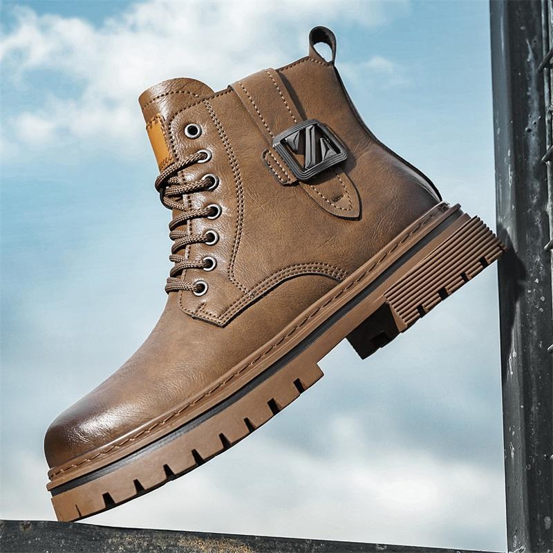 Men's Cowboy Formal Outdoor Fashion Autumn Winter Lace Up Thick Sole Ankle Boots