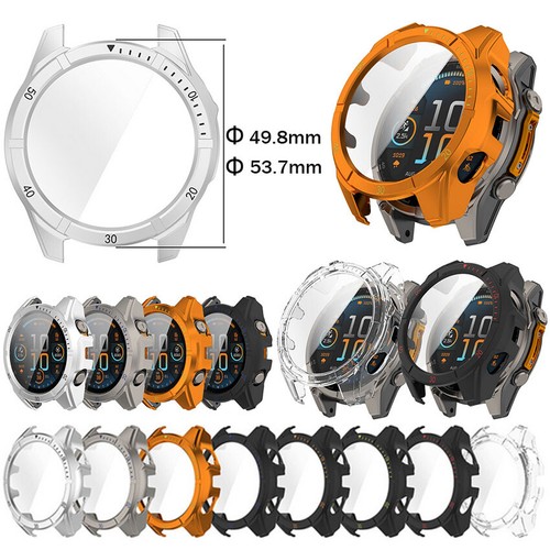 Gehärtetes Glas Displayschutzfolie Uhrenhülle für Garmin Fenix 8 Solar 47mm/51mm