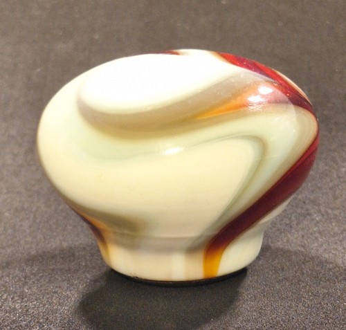 Vintage Unique Shaped Akro Agate Russet Red Gray & White Swirl Gear Shift Knob