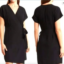 Bobeau Black Short Sleeve V-Neck Wrap Dress Size Small