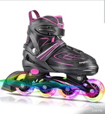 Adjustable Inline Skates, Outdoor Inline Skates with Full Illuminating size 4-7
