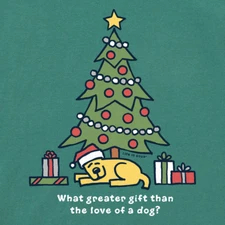 XL NWT Women's Life is Good Greater Gift Rocket Dog Christmas Green LS Crusher