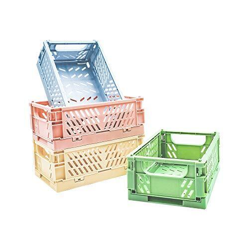 4pack Mini Baskets Plastic For Shelf Home Kitchen Storage Bin Organizer Stacking
