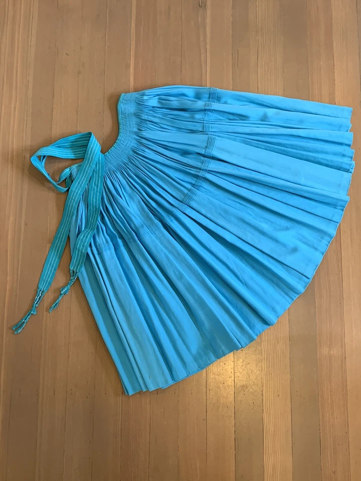 Vintage Turquoise Cotton Skirt, Navajo - Photo 2/4