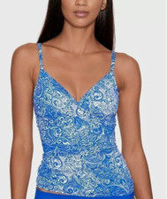 New Lauren Ralph Lauren Underwire Tummy Control Blue Swimsuit Tankini Sz 8 MY5