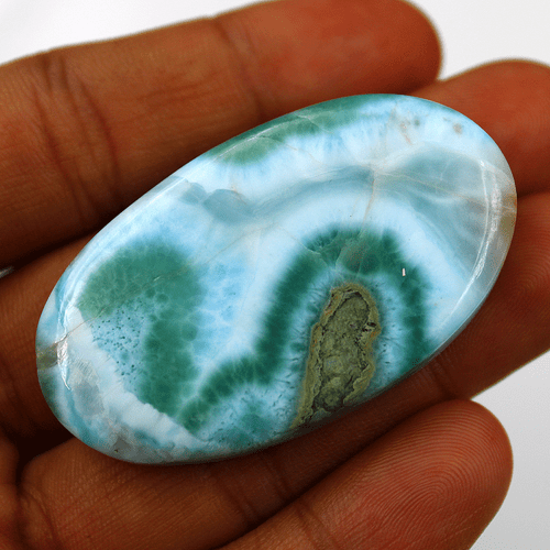 136.6 Cts Natural Dominican Larimar Top Grade 52.5mmx30mm Oval Cabochon Gemstone - Picture 3 of 11