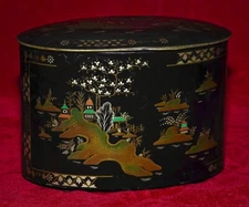 ANTIQUE Chinoiserie Tea Storage Tin Canister Made in England RARE 1880's!