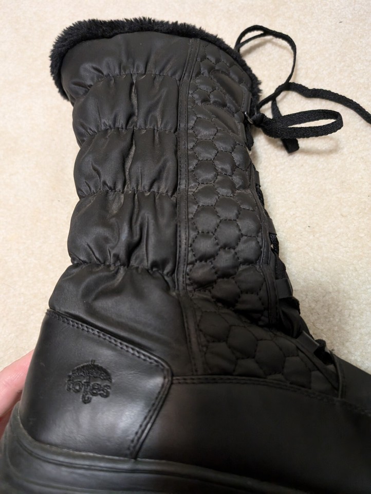 Sz 8 Totes Women's Faux Fur Mid Calf Boots Side Zipper Laceup Snow