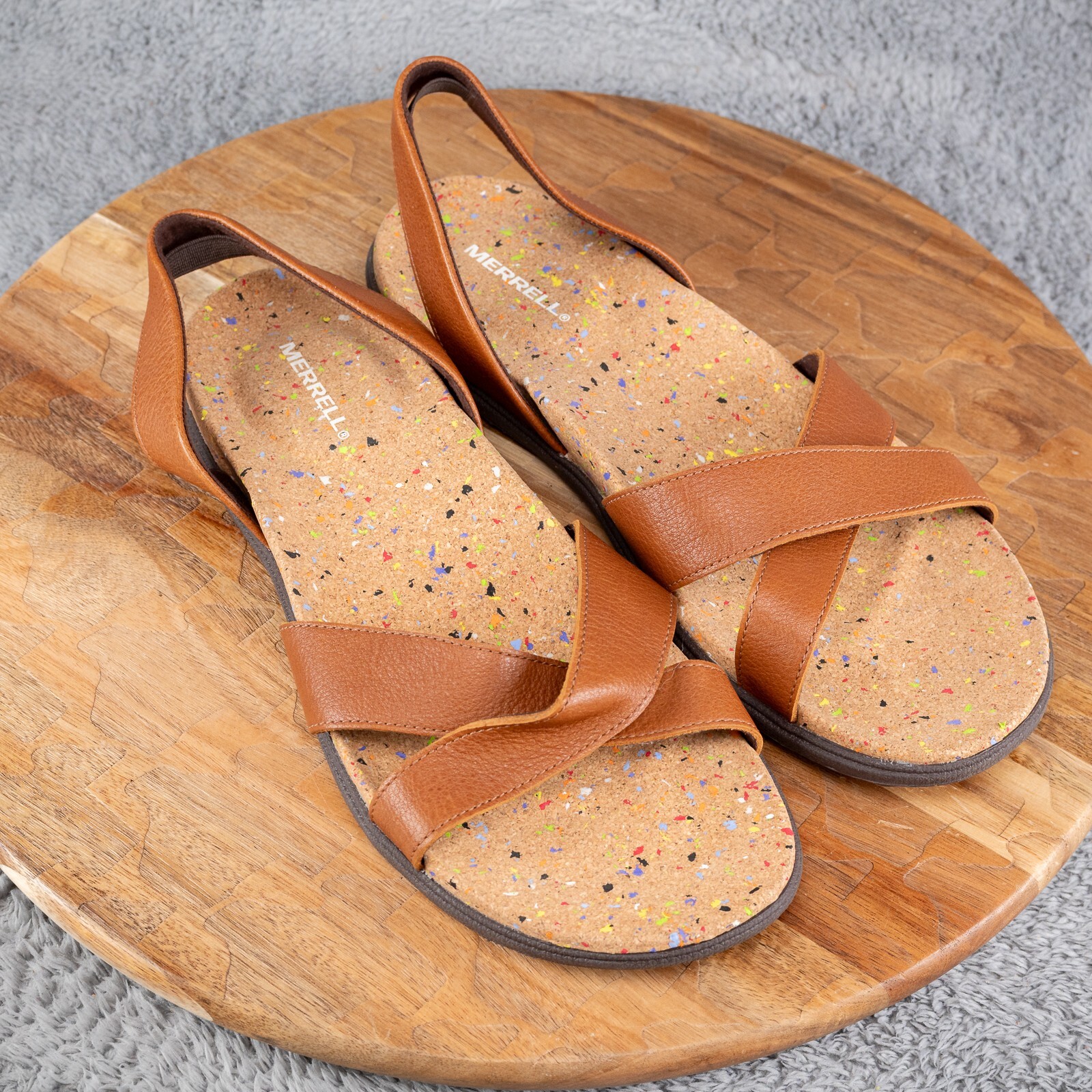 Sandali Merrell Syrah donna taglia 11 marroni Napa Valley con cinturino in sughero