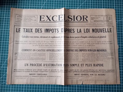 BE015 Zeitung EXCELSIOR 13. April 1926 - Steuersatz nach neuem Gesetz