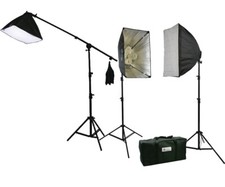 3 Softbox Boom Stand Hair Light 2700 W Continuous Video Photo Studio Lighting