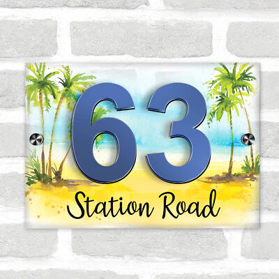 Strand Urlaub Küste Meer Tropisch 3D Modern Acryl Türnummer Hausschild