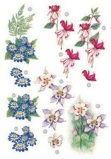 Craft UK Die Cut Decoupage Flowers - various,daffodil rose pansy tulip primrose