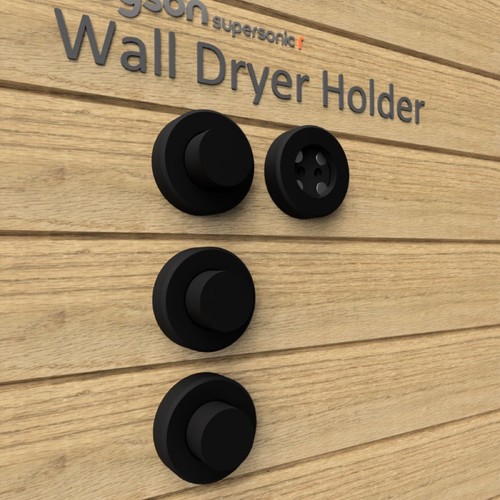 Dyson Supersonic r Wall-Mounted Hair Dryer Holder + Nozzle Holder 3Dprinted Jp - Picture 6 of 12