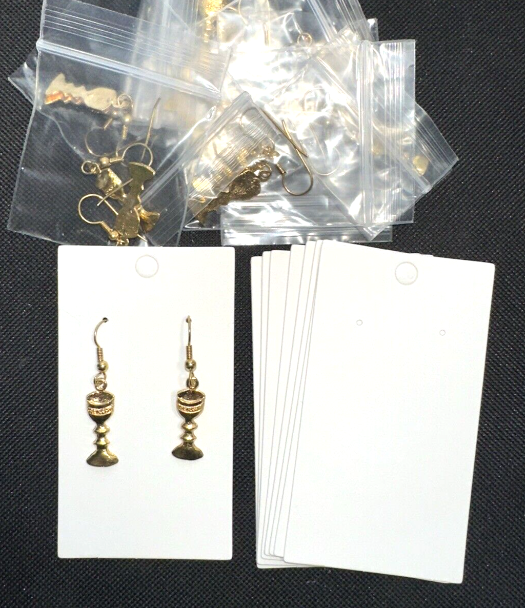 Wholesale 9 Pairs Gold Metal Chalice Earrings with Cards  