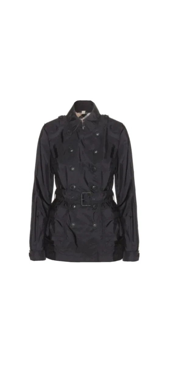 Burberry Brit Peasdale Short Trench Coat black size 8 missing belt