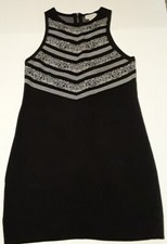Carmen Marc Valvo Dress Size Large Classic Black White Geometric Print On Top