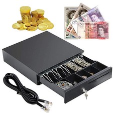 Heavy Duty POS Cash Drawer Register 5 Bills 5 Coins Removable Cash Tray Till Box