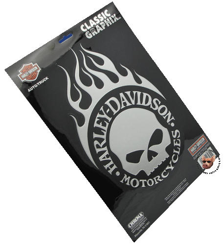 * XL * HARLEY DAVIDSON MOTORCYCLE WILLIE G SKULL CHROME DECAL - MADE IN THE USA - Picture 3 of 6