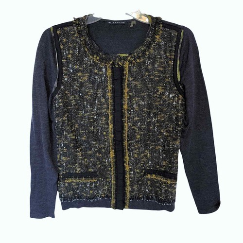 Merino Wool \u0026 Tweed Snap Cardigan 