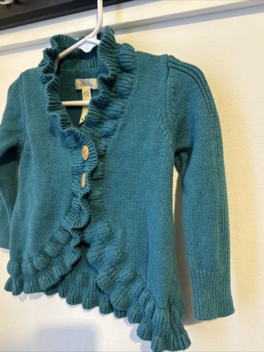 Girl Matilda Jane Teal Ruffled Cardigan sz 12-18 months - Picture 6 of 10