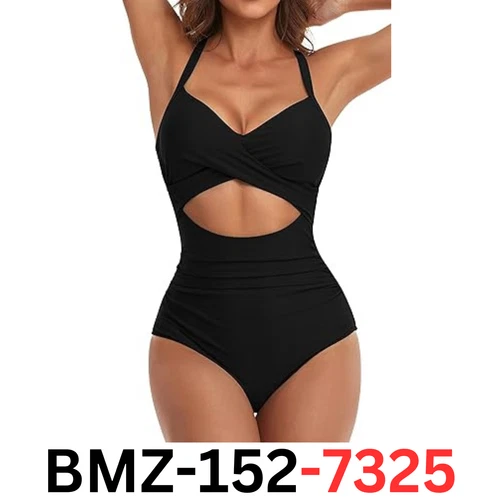 Eomenie Womens One Piece Tummy Control Cutout High Waisted Swimsuits, Black, L