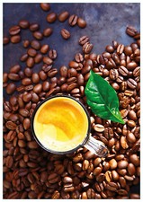 Wallario Premium Glasbild Wandbild Kaffee Bohnen kaffee tasse espresso bohnen