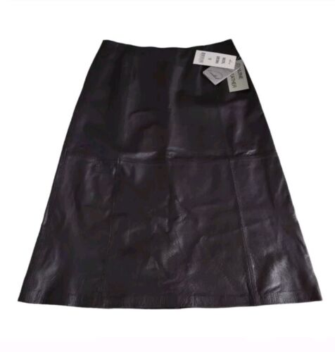 NWT Vintage Excelled Collection Size 18 100% Genuine Leather Brown Skirt