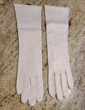 Vintage Size S 6.5 Gray Leather Silk Lined Formal 14" Long Gloves Lanolav