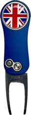 Pitchfix Hybrid 2.0 Blue Golf Divot Tool w/ Great Britain Ball Marker