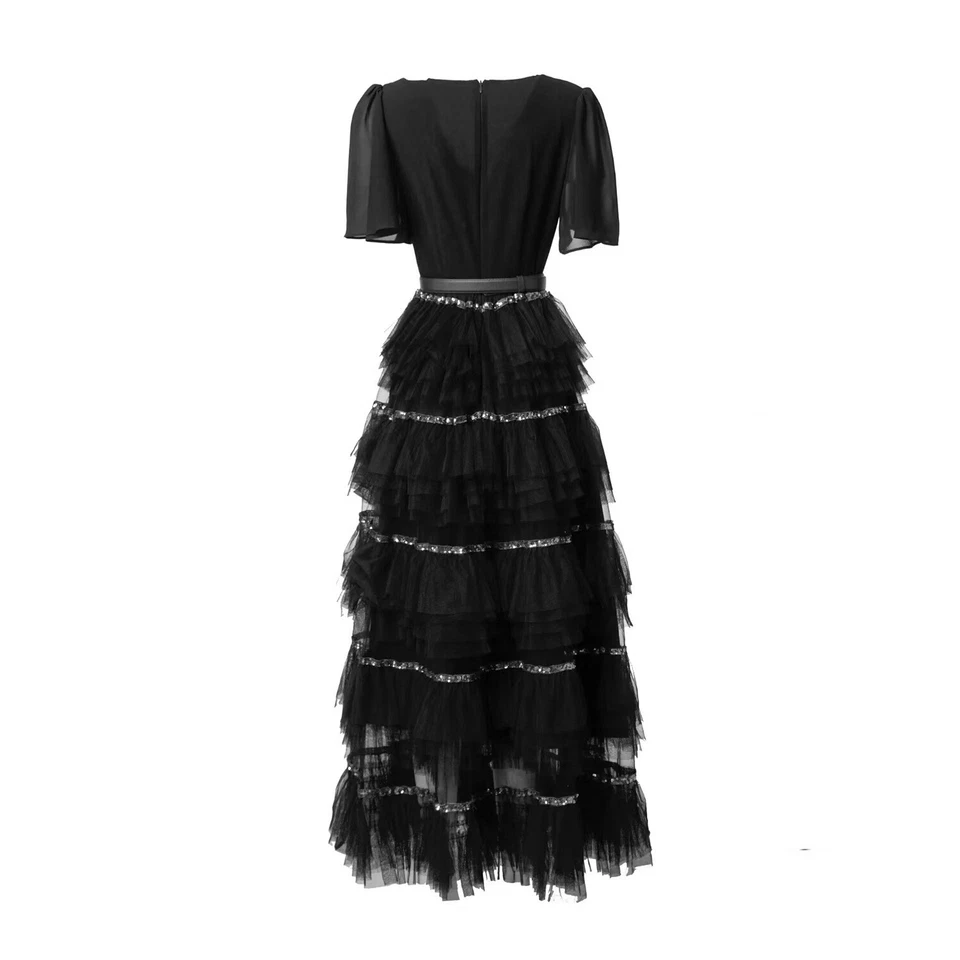 Французское лето новые женские v-образным вырезом короткий рукав шифоновое юбка сексуальный длинный ремень юбка - Изображение 3 из 4