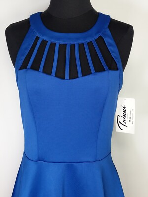 Trixxi Blue Sleeveless Cutout Neck Fit Flare Dress Size 9 NWT | eBay
