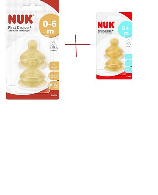 NUK First Choice+Latex-Trinksauger0-6 Monate,M+ 3xNuk First Choice+ Sauger Beige