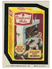 1975 Wacky Packages 12th Series 12 DUCK AND HIDE ESCAPE KIT for CONVICTS nm