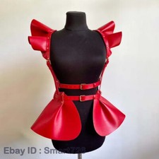 Falda Mujer Cinturones Moda Cuero Cuerpo Arnés Cinturón Falda con Volantes Dobladillo Gótico