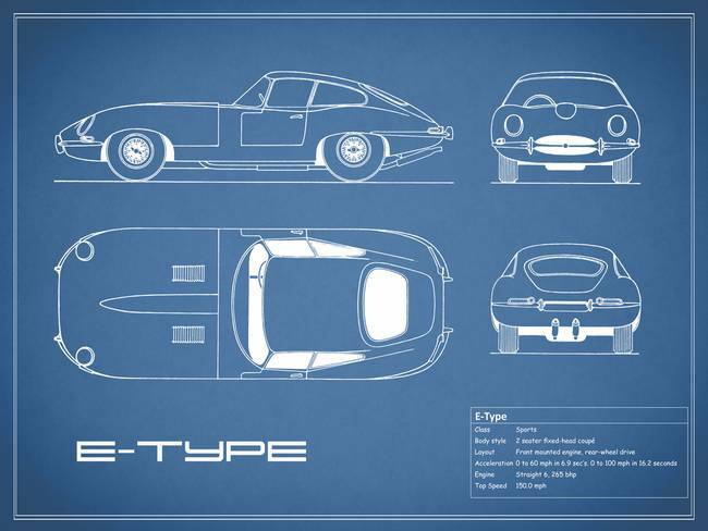 Jaguar E-type設計図カレンダーボード Jaguar E-type設計図カレンダーボード Jaguar E-Type Coupe