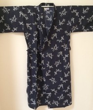 Men Bamboo Art Kimono Yukata 65 Cotton/35 Polyester Japanese Bathrobe Gown 57"
