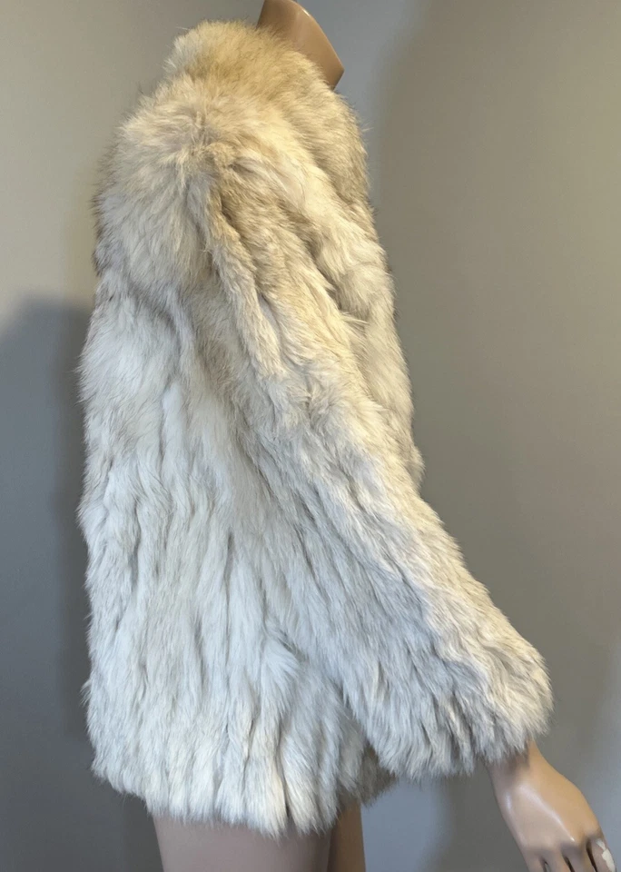 Abrigo Chaqueta De Colección Saga Fox Cuello Mandarín Azul Natural Piel de Zorro Talla M Foto 4 de 4