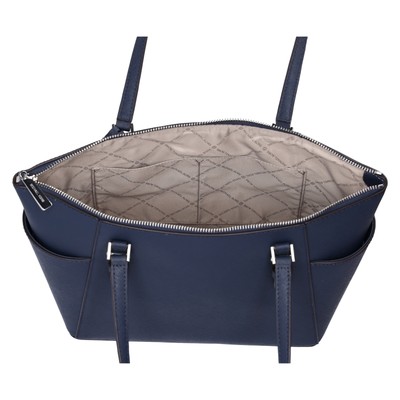 Michael Kors Charlotte Top Zip Tote Shoulder Bag Navy Saffiano 
