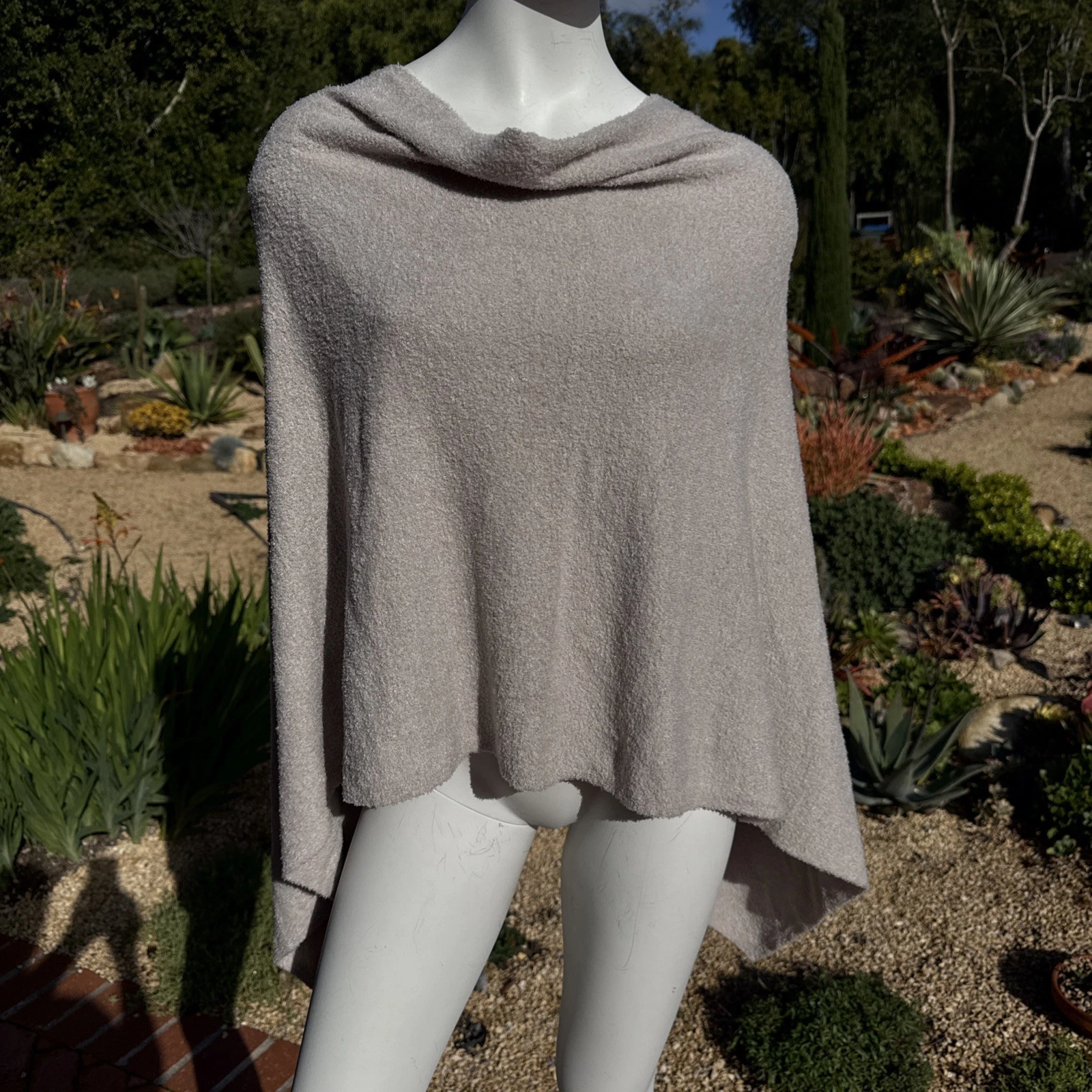 Barefoot Dreams CozyChic Coastline Poncho Womens One Size Mushroom Taupe
