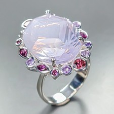 28 ct IF gem Natural Lavender Quartz Ring 925 Sterling Silver Size 8.5 /R462258